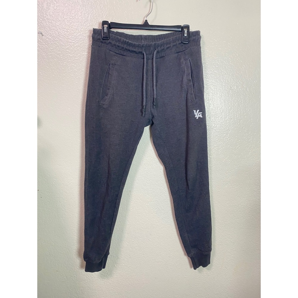 YoungLA Mens Tapered Joggers Charcoal Gray Slim Fit Sweatpants Size S Gymwear